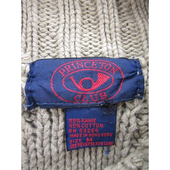 VINTAGE Princeton Club Sweater Medium Pullover 90s Preppy Cable Knit - Picture 8 of 9